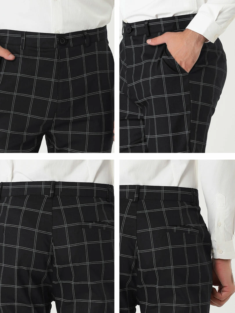 Allegra K Men's Dress Plaid Slim Fit Flat Front Business Pants With Pockets 51 Allegra K Men's Dress Plaid Slim Fit Flat Front Business Pants With Pockets