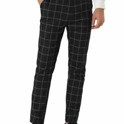 Allegra K Men's Dress Plaid Slim Fit Flat Front Business Pants With Pockets 94 Allegra K Men's Dress Plaid Slim Fit Flat Front Business Pants With Pockets