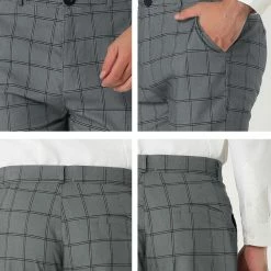 Allegra K Men's Dress Plaid Slim Fit Flat Front Business Pants With Pockets 69 Allegra K Men's Dress Plaid Slim Fit Flat Front Business Pants With Pockets