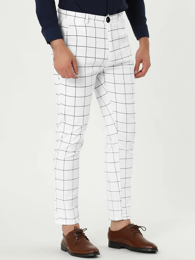 Allegra K Men's Dress Plaid Slim Fit Flat Front Business Pants With Pockets 41 Allegra K Men's Dress Plaid Slim Fit Flat Front Business Pants With Pockets