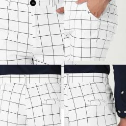 Allegra K Men's Dress Plaid Slim Fit Flat Front Business Pants With Pockets 93 Allegra K Men's Dress Plaid Slim Fit Flat Front Business Pants With Pockets