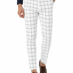 Allegra K Men's Dress Plaid Slim Fit Flat Front Business Pants With Pockets 88 Allegra K Men's Dress Plaid Slim Fit Flat Front Business Pants With Pockets