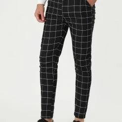 Allegra K Men's Dress Plaid Slim Fit Flat Front Business Pants With Pockets 53 Allegra K Men's Dress Plaid Slim Fit Flat Front Business Pants With Pockets