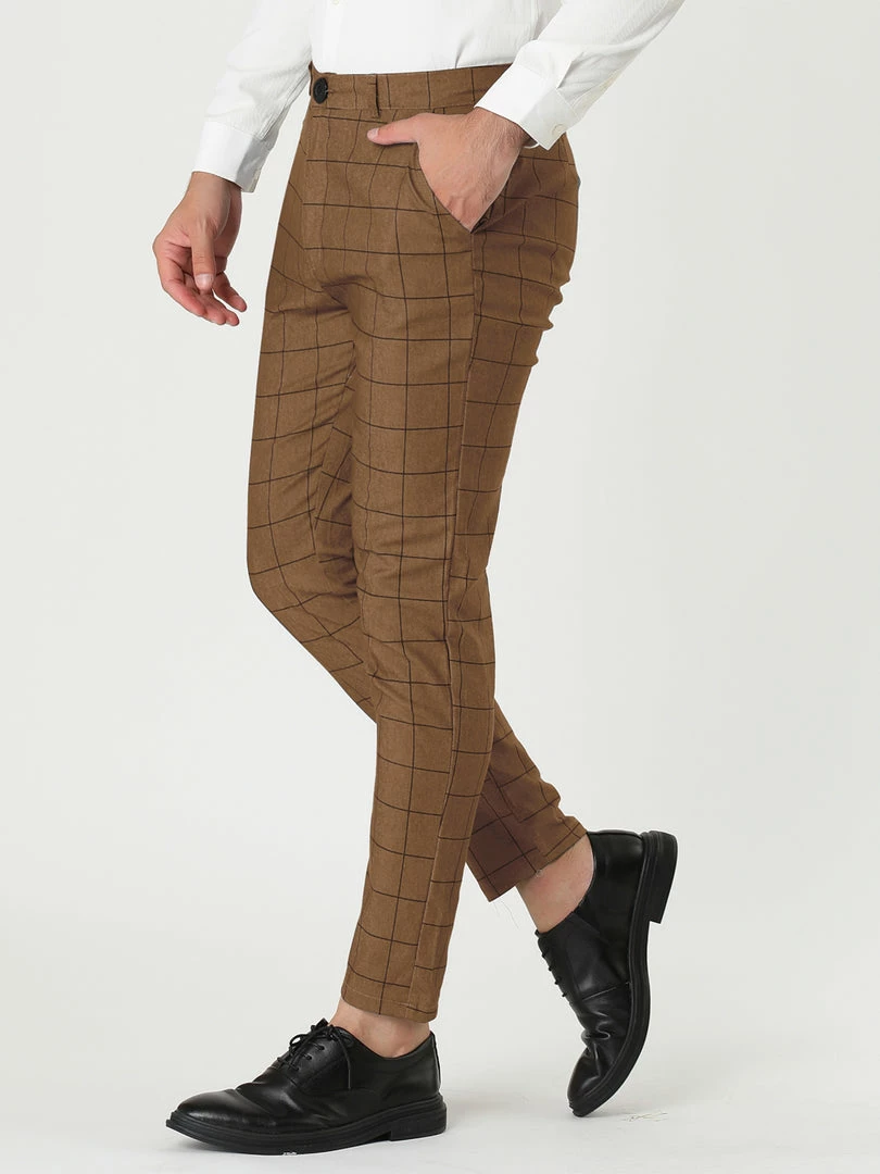 Allegra K Men's Dress Plaid Slim Fit Flat Front Business Pants With Pockets 23 Allegra K Men's Dress Plaid Slim Fit Flat Front Business Pants With Pockets