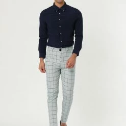 Allegra K Men's Dress Plaid Slim Fit Flat Front Business Pants With Pockets 78 Allegra K Men's Dress Plaid Slim Fit Flat Front Business Pants With Pockets