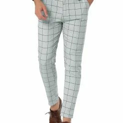 Allegra K Men's Dress Plaid Slim Fit Flat Front Business Pants With Pockets 76 Allegra K Men's Dress Plaid Slim Fit Flat Front Business Pants With Pockets
