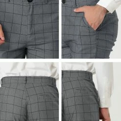 Allegra K Men's Dress Plaid Slim Fit Flat Front Business Pants With Pockets 87 Allegra K Men's Dress Plaid Slim Fit Flat Front Business Pants With Pockets