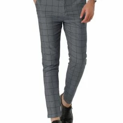 Allegra K Men's Dress Plaid Slim Fit Flat Front Business Pants With Pockets 82 Allegra K Men's Dress Plaid Slim Fit Flat Front Business Pants With Pockets