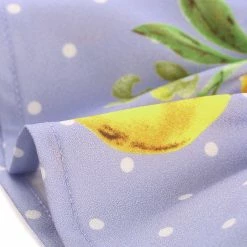 Women Allegra K Spaghetti Strap Bowknot Ruffle Lemon Polka Dot Dress