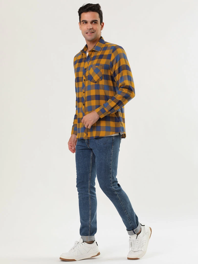 Allegra K Men's Check Shirts Long Sleeve Button Down Casual Western Plaid Shirt 37 Allegra K Men's Check Shirts Long Sleeve Button Down Casual Western Plaid Shirt