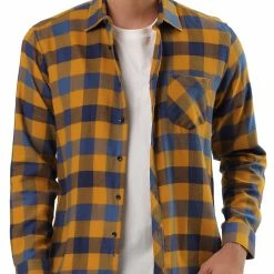 Allegra K Men's Check Shirts Long Sleeve Button Down Casual Western Plaid Shirt 76 Allegra K Men's Check Shirts Long Sleeve Button Down Casual Western Plaid Shirt