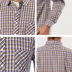 Allegra K Men's Check Shirts Long Sleeve Button Down Casual Western Plaid Shirt 87 Allegra K Men's Check Shirts Long Sleeve Button Down Casual Western Plaid Shirt