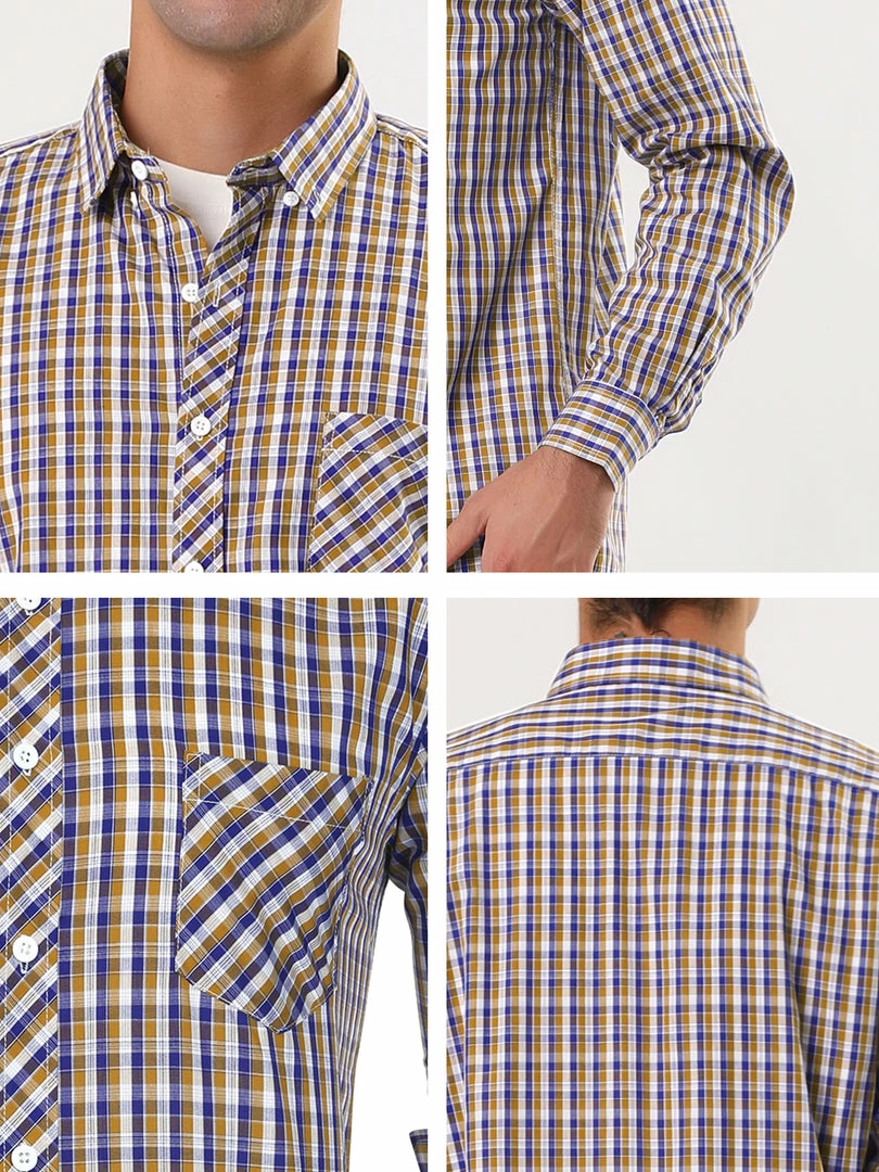 Allegra K Men's Check Shirts Long Sleeve Button Down Casual Western Plaid Shirt 45 Allegra K Men's Check Shirts Long Sleeve Button Down Casual Western Plaid Shirt