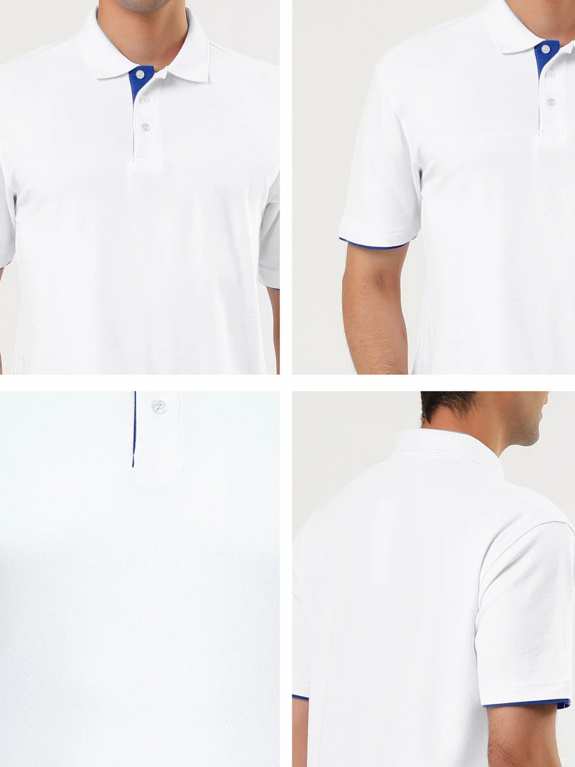 Allegra K Tops Men Summer Golf Shirt Contrast Color Short Sleeves Regular Fit Polo 51 Allegra K Tops Men Summer Golf Shirt Contrast Color Short Sleeves Regular Fit Polo