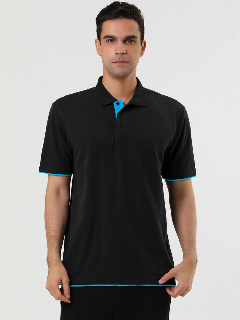 Allegra K Tops Men Summer Golf Shirt Contrast Color Short Sleeves Regular Fit Polo 41 Allegra K Tops Men Summer Golf Shirt Contrast Color Short Sleeves Regular Fit Polo