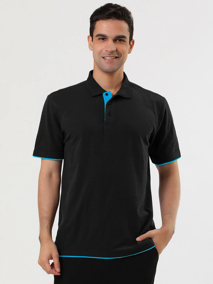 Allegra K Tops Men Summer Golf Shirt Contrast Color Short Sleeves Regular Fit Polo 42 Allegra K Tops Men Summer Golf Shirt Contrast Color Short Sleeves Regular Fit Polo