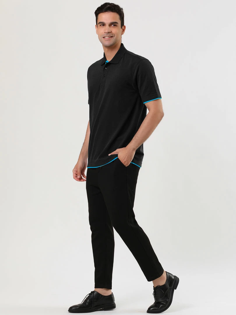 Allegra K Tops Men Summer Golf Shirt Contrast Color Short Sleeves Regular Fit Polo 43 Allegra K Tops Men Summer Golf Shirt Contrast Color Short Sleeves Regular Fit Polo