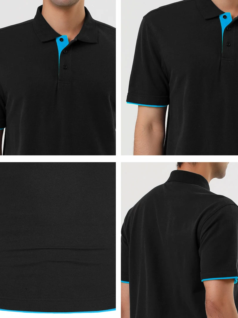 Allegra K Tops Men Summer Golf Shirt Contrast Color Short Sleeves Regular Fit Polo 45 Allegra K Tops Men Summer Golf Shirt Contrast Color Short Sleeves Regular Fit Polo