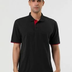 Allegra K Tops Men Summer Golf Shirt Contrast Color Short Sleeves Regular Fit Polo 95 Allegra K Tops Men Summer Golf Shirt Contrast Color Short Sleeves Regular Fit Polo