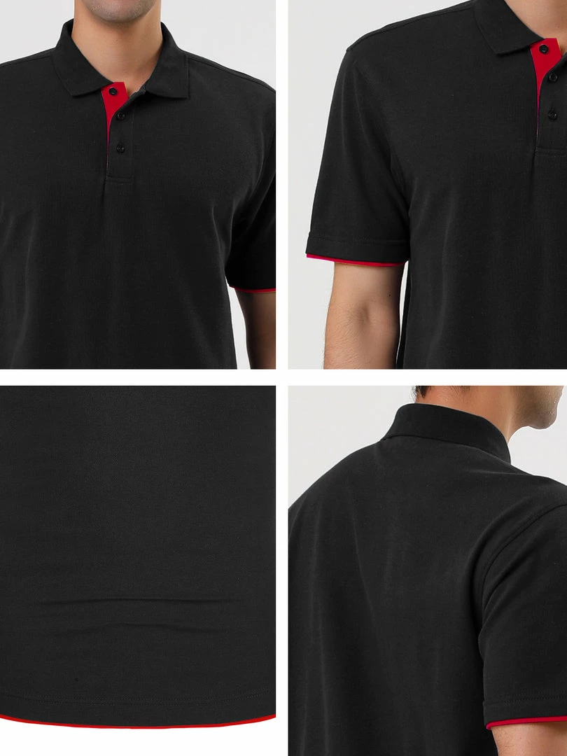 Allegra K Tops Men Summer Golf Shirt Contrast Color Short Sleeves Regular Fit Polo 39 Allegra K Tops Men Summer Golf Shirt Contrast Color Short Sleeves Regular Fit Polo