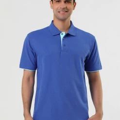 Allegra K Tops Men Summer Golf Shirt Contrast Color Short Sleeves Regular Fit Polo 89 Allegra K Tops Men Summer Golf Shirt Contrast Color Short Sleeves Regular Fit Polo