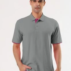 Allegra K Tops Men Summer Golf Shirt Contrast Color Short Sleeves Regular Fit Polo 83 Allegra K Tops Men Summer Golf Shirt Contrast Color Short Sleeves Regular Fit Polo