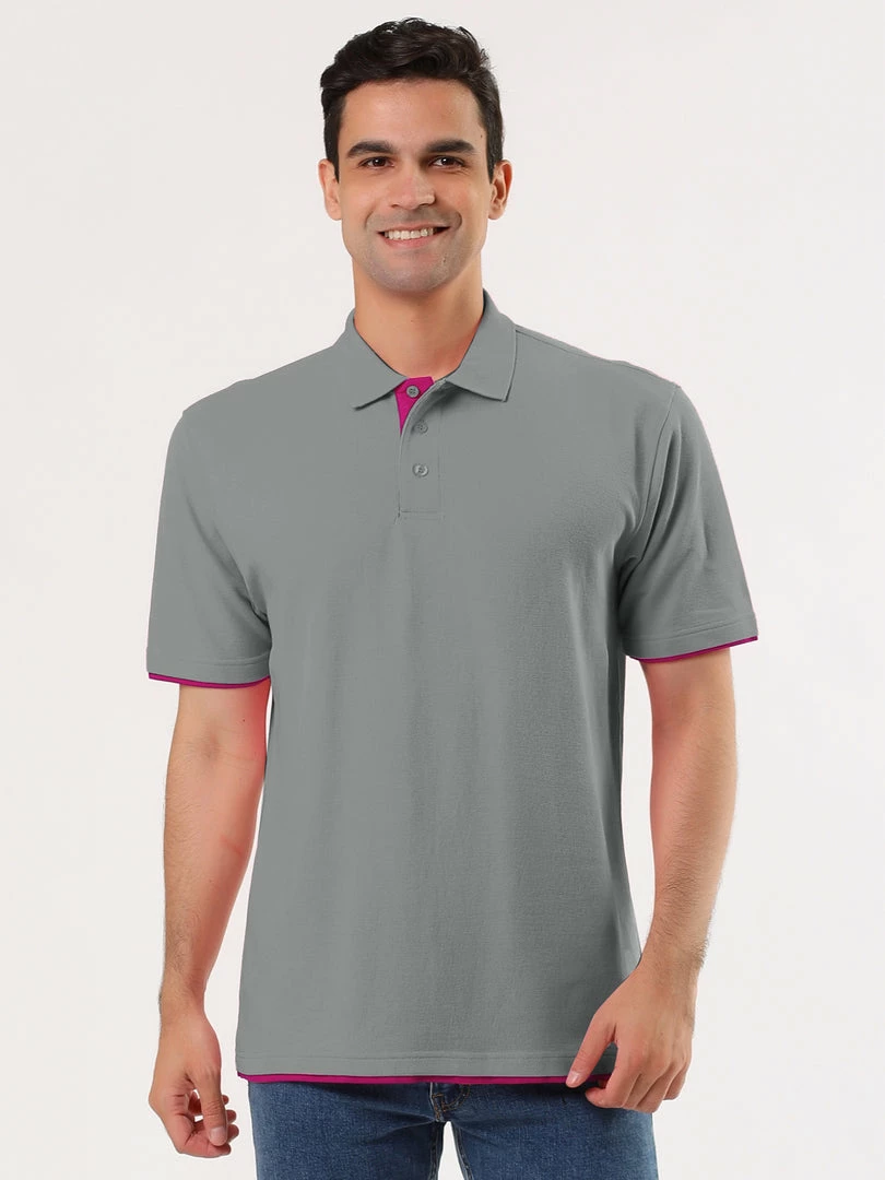 Allegra K Tops Men Summer Golf Shirt Contrast Color Short Sleeves Regular Fit Polo 24 Allegra K Tops Men Summer Golf Shirt Contrast Color Short Sleeves Regular Fit Polo