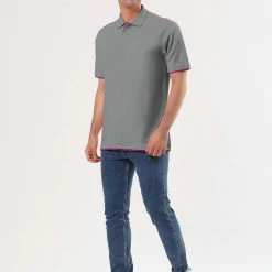 Allegra K Tops Men Summer Golf Shirt Contrast Color Short Sleeves Regular Fit Polo 85 Allegra K Tops Men Summer Golf Shirt Contrast Color Short Sleeves Regular Fit Polo