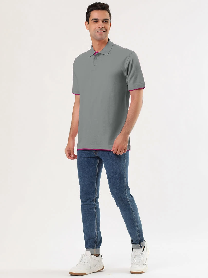 Allegra K Tops Men Summer Golf Shirt Contrast Color Short Sleeves Regular Fit Polo 25 Allegra K Tops Men Summer Golf Shirt Contrast Color Short Sleeves Regular Fit Polo