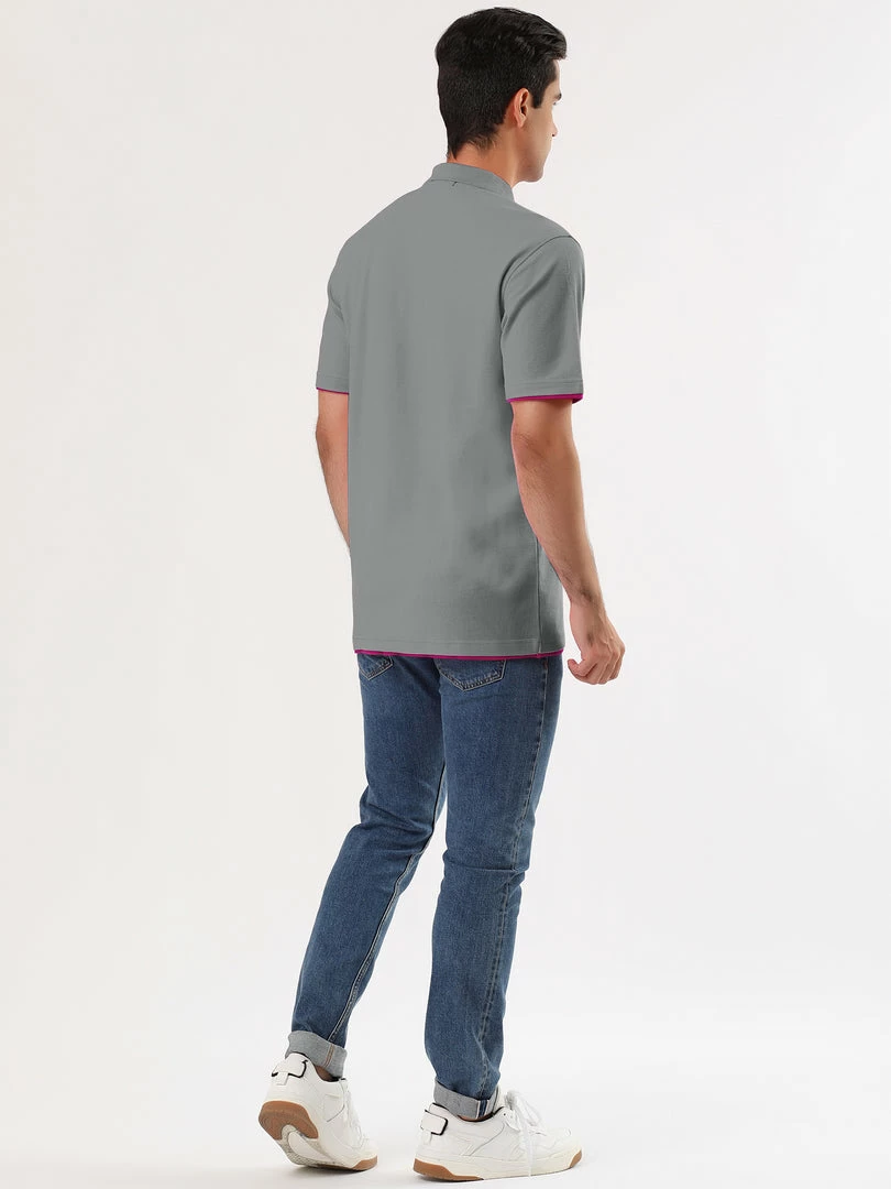 Allegra K Tops Men Summer Golf Shirt Contrast Color Short Sleeves Regular Fit Polo 26 Allegra K Tops Men Summer Golf Shirt Contrast Color Short Sleeves Regular Fit Polo