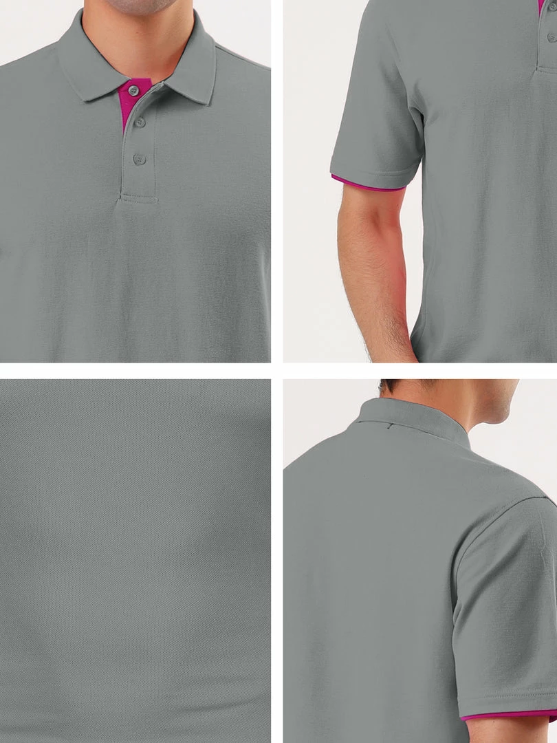 Allegra K Tops Men Summer Golf Shirt Contrast Color Short Sleeves Regular Fit Polo 27 Allegra K Tops Men Summer Golf Shirt Contrast Color Short Sleeves Regular Fit Polo