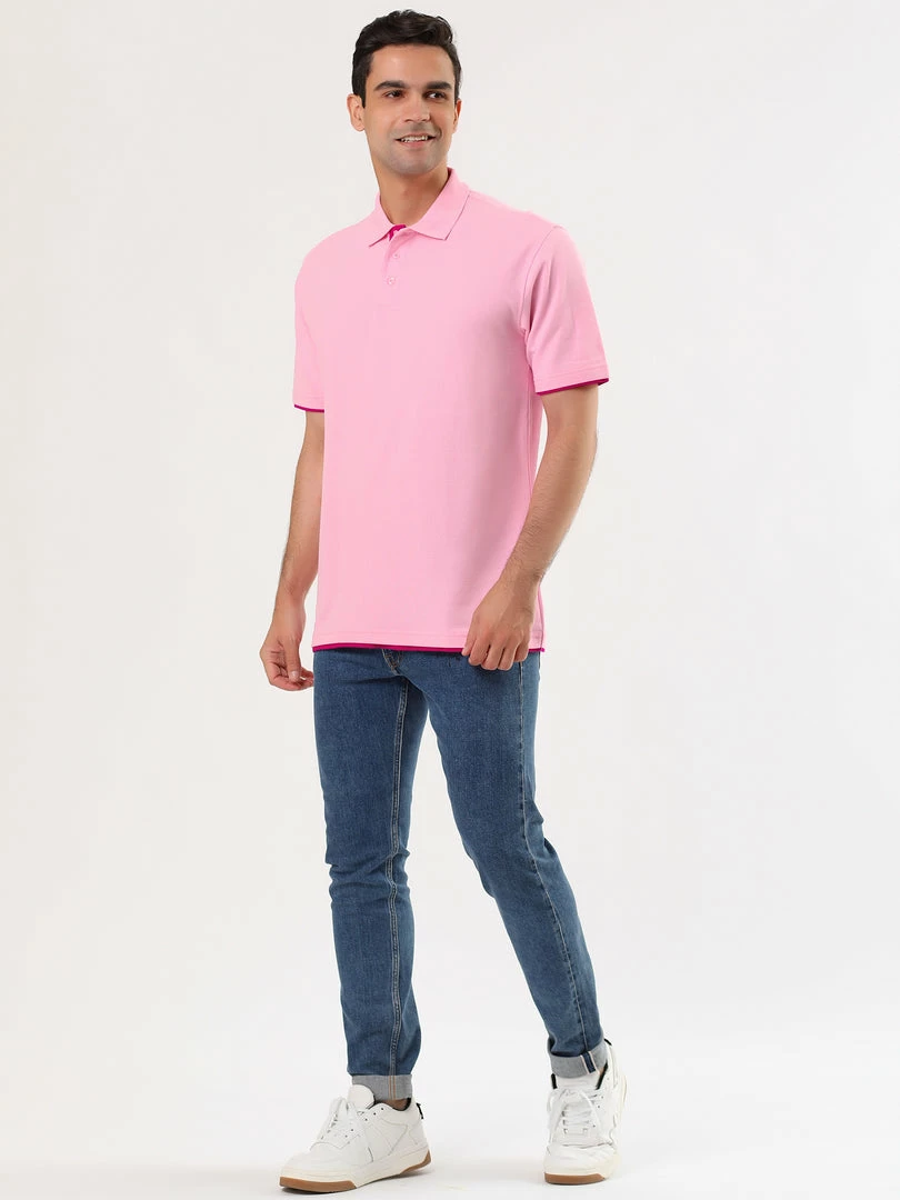 Allegra K Tops Men Summer Golf Shirt Contrast Color Short Sleeves Regular Fit Polo 19 Allegra K Tops Men Summer Golf Shirt Contrast Color Short Sleeves Regular Fit Polo