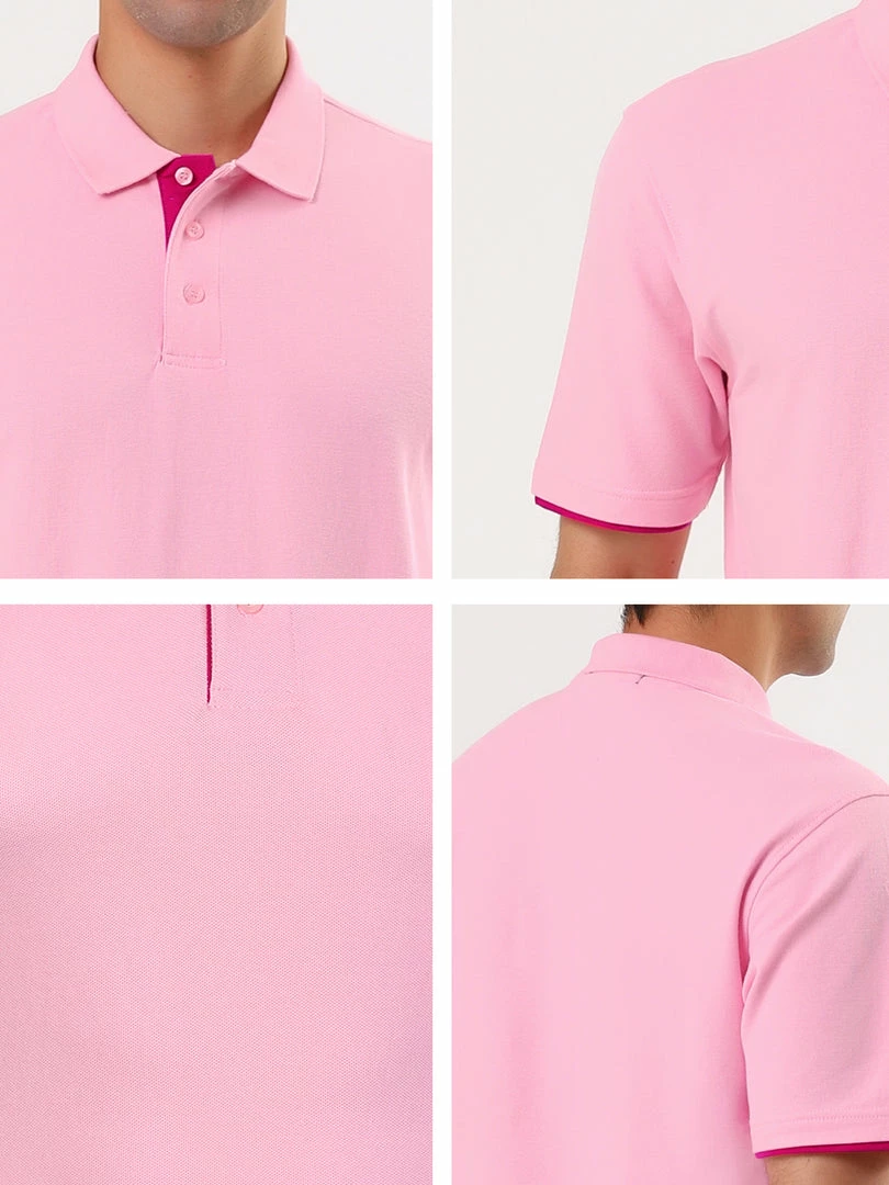 Allegra K Tops Men Summer Golf Shirt Contrast Color Short Sleeves Regular Fit Polo 21 Allegra K Tops Men Summer Golf Shirt Contrast Color Short Sleeves Regular Fit Polo