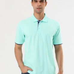 Allegra K Tops Men Summer Golf Shirt Contrast Color Short Sleeves Regular Fit Polo 71 Allegra K Tops Men Summer Golf Shirt Contrast Color Short Sleeves Regular Fit Polo