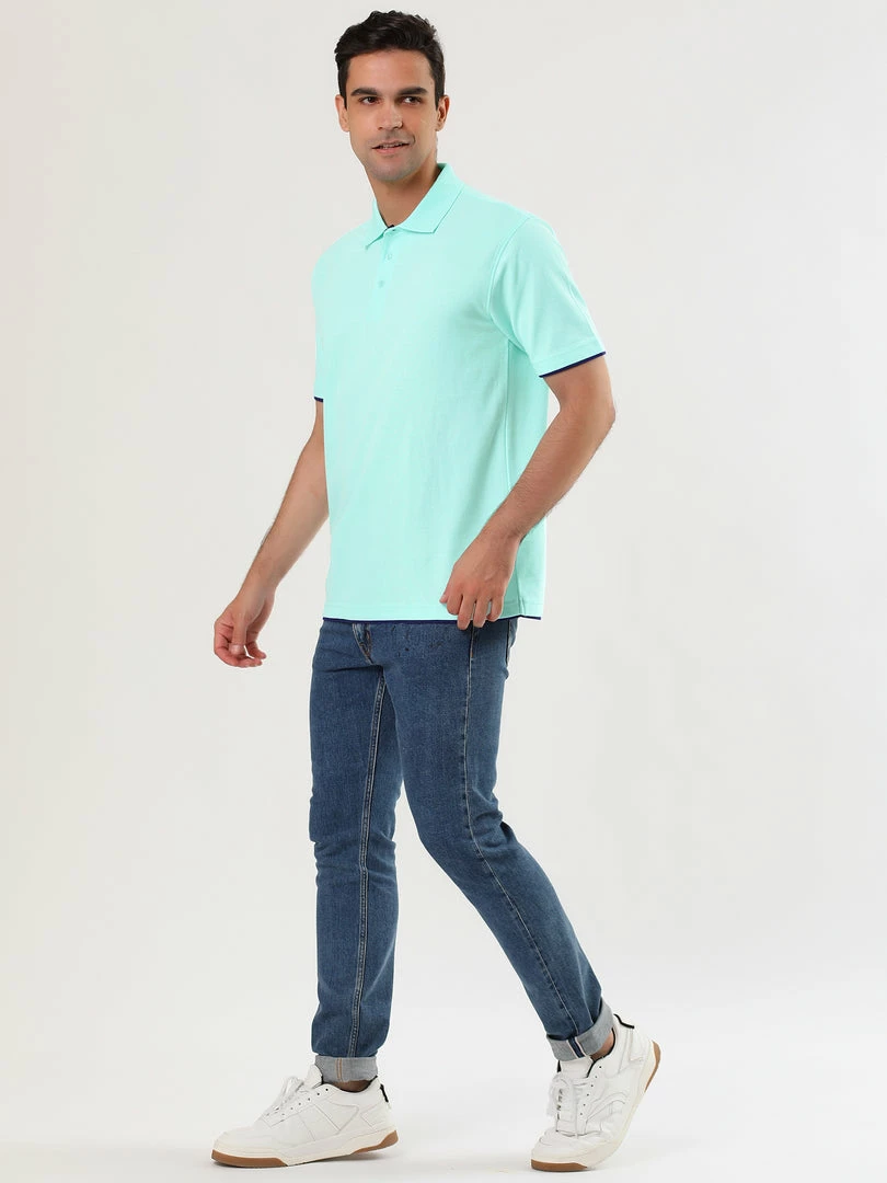 Allegra K Tops Men Summer Golf Shirt Contrast Color Short Sleeves Regular Fit Polo 13 Allegra K Tops Men Summer Golf Shirt Contrast Color Short Sleeves Regular Fit Polo