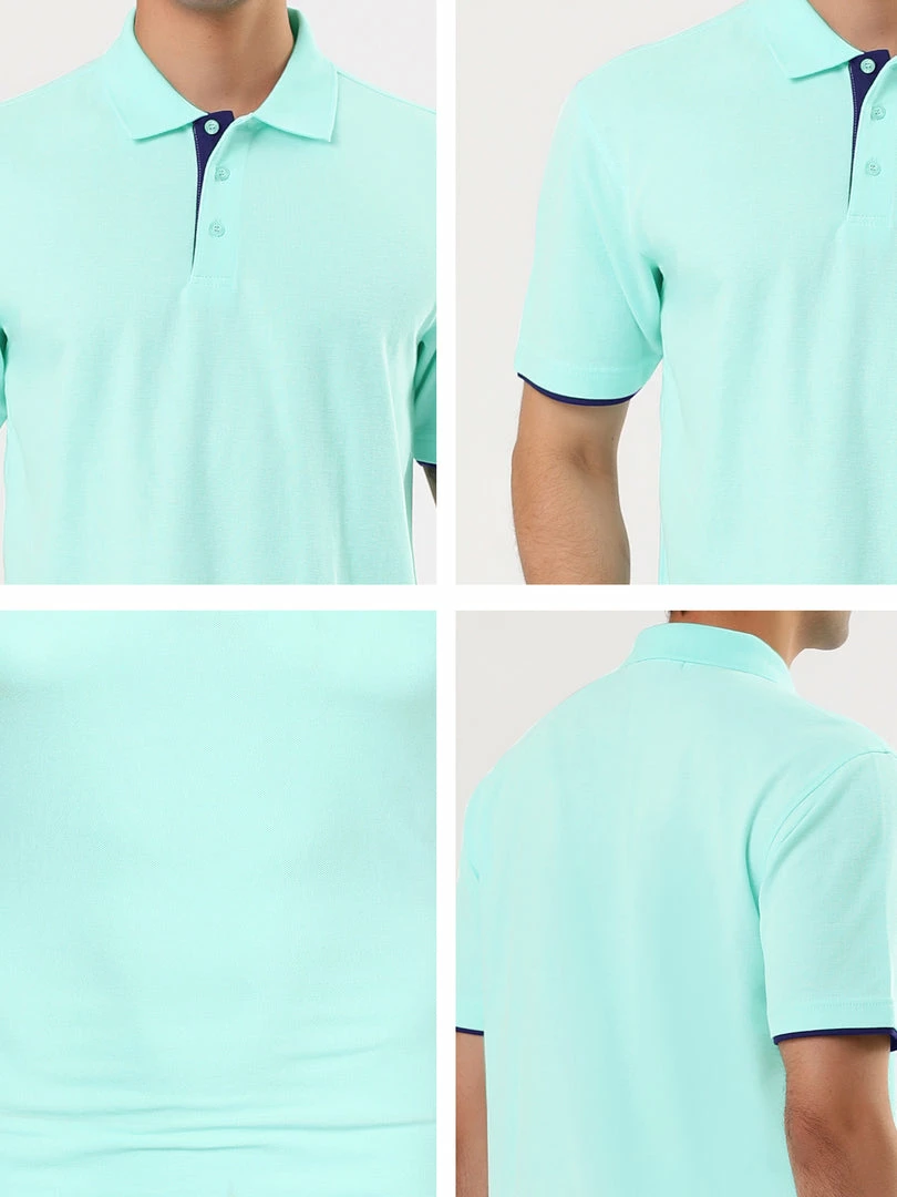 Allegra K Tops Men Summer Golf Shirt Contrast Color Short Sleeves Regular Fit Polo 15 Allegra K Tops Men Summer Golf Shirt Contrast Color Short Sleeves Regular Fit Polo