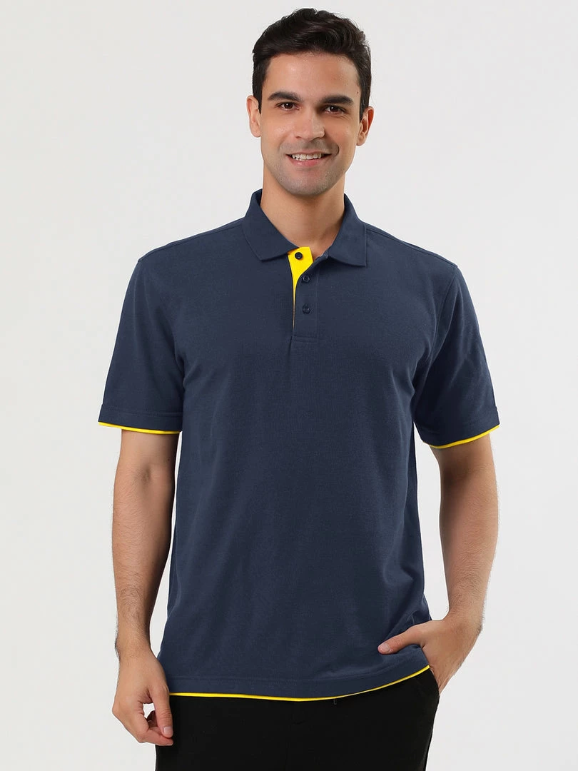 Allegra K Tops Men Summer Golf Shirt Contrast Color Short Sleeves Regular Fit Polo 6 Allegra K Tops Men Summer Golf Shirt Contrast Color Short Sleeves Regular Fit Polo