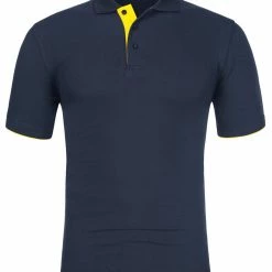 Allegra K Tops Men Summer Golf Shirt Contrast Color Short Sleeves Regular Fit Polo