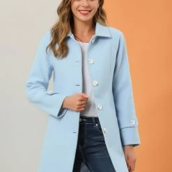 Allegra K Women's Peter Pan Collar Winter Outwear Trench Pea Coat 11 Allegra K Women's Peter Pan Collar Winter Outwear Trench Pea Coat