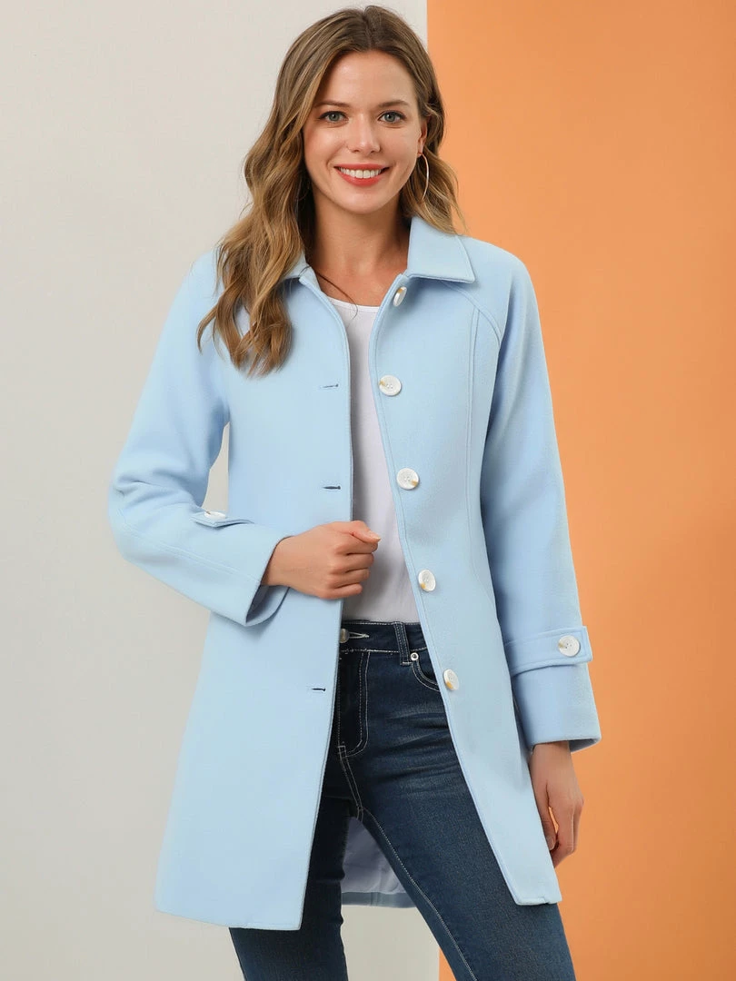 Allegra K Women's Peter Pan Collar Winter Outwear Trench Pea Coat 5 Allegra K Women's Peter Pan Collar Winter Outwear Trench Pea Coat