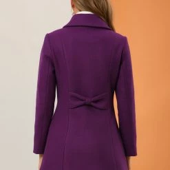 Allegra K Women's Turn-Down Collar Single Breasted Slant Pockets Swing Outwear Winter Coat 14 Allegra K Women's Turn-Down Collar Single Breasted Slant Pockets Swing Outwear Winter Coat