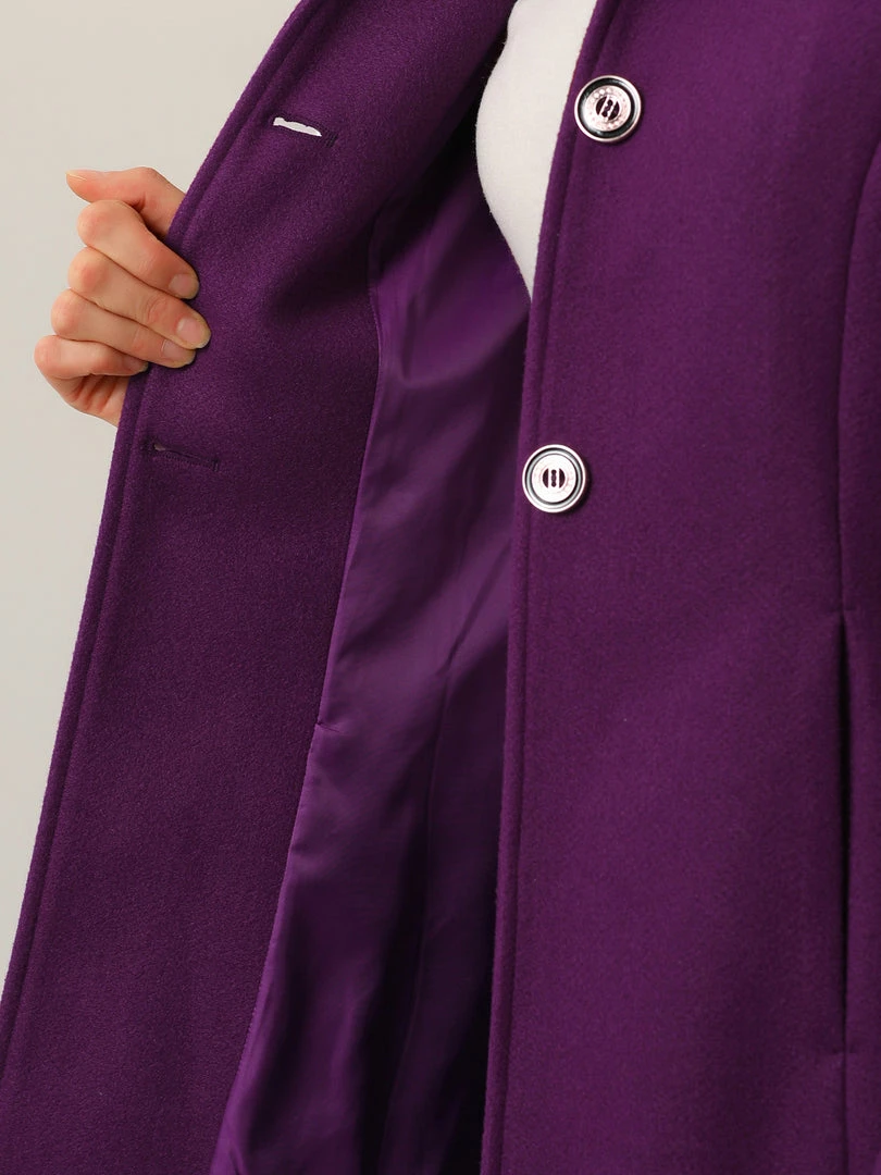 Allegra K Women's Turn-Down Collar Single Breasted Slant Pockets Swing Outwear Winter Coat 9 Allegra K Women's Turn-Down Collar Single Breasted Slant Pockets Swing Outwear Winter Coat