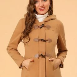 Allegra K Women's Duffle Front Short Toggle Zipper Deep Pockets Cropped Hooded Pea Coat 11 Allegra K Women's Duffle Front Short Toggle Zipper Deep Pockets Cropped Hooded Pea Coat