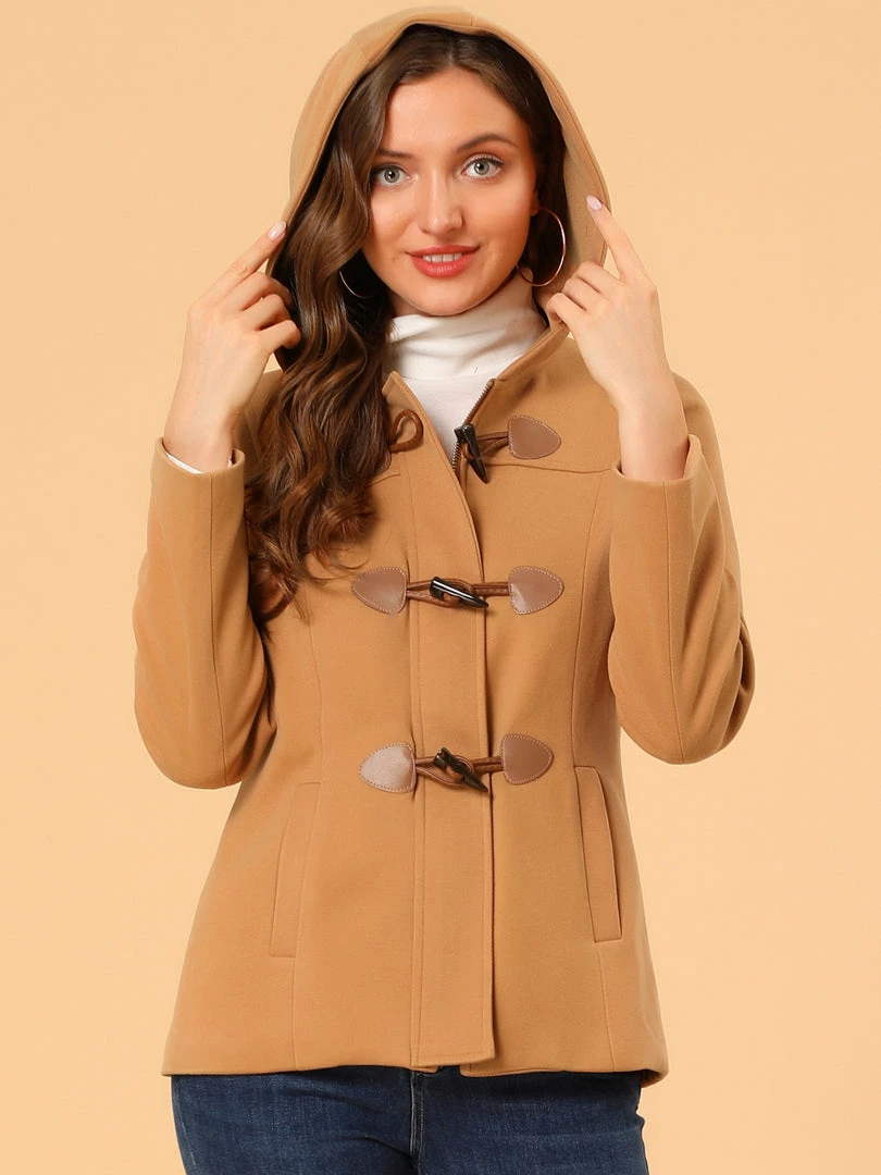 Allegra K Women's Duffle Front Short Toggle Zipper Deep Pockets Cropped Hooded Pea Coat 6 Allegra K Women's Duffle Front Short Toggle Zipper Deep Pockets Cropped Hooded Pea Coat