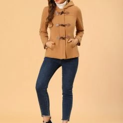 Allegra K Women's Duffle Front Short Toggle Zipper Deep Pockets Cropped Hooded Pea Coat 13 Allegra K Women's Duffle Front Short Toggle Zipper Deep Pockets Cropped Hooded Pea Coat