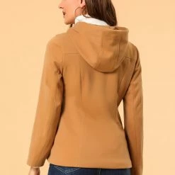 Allegra K Women's Duffle Front Short Toggle Zipper Deep Pockets Cropped Hooded Pea Coat 14 Allegra K Women's Duffle Front Short Toggle Zipper Deep Pockets Cropped Hooded Pea Coat