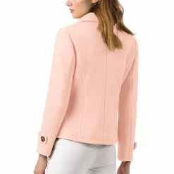 Allegra K Women's Notched Lapel Double Breasted Pea Coat