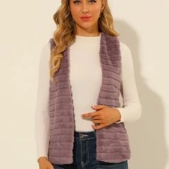 Allegra K Women's Fashion Faux Fur Vest Casual Sleeveless Fluffy Open Front Jacket 11 Allegra K Women's Fashion Faux Fur Vest Casual Sleeveless Fluffy Open Front Jacket