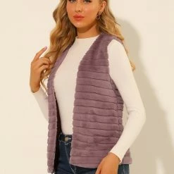 Allegra K Women's Fashion Faux Fur Vest Casual Sleeveless Fluffy Open Front Jacket 13 Allegra K Women's Fashion Faux Fur Vest Casual Sleeveless Fluffy Open Front Jacket