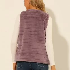 Allegra K Women's Fashion Faux Fur Vest Casual Sleeveless Fluffy Open Front Jacket 14 Allegra K Women's Fashion Faux Fur Vest Casual Sleeveless Fluffy Open Front Jacket